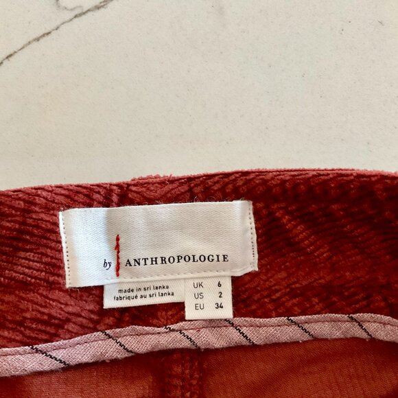 🍁 ANTHROPOLOGIE The Richie Slim Joggers Corduroy Pants Dark Brick Terracotta 2 - Picture 12 of 15